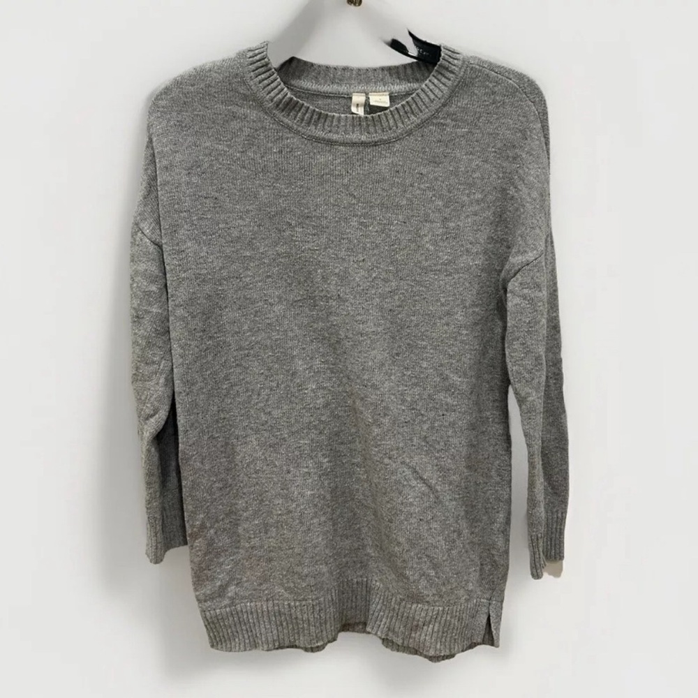 Anthropologie Moth Sweater Tunic Pullover Womens Small Gray Crew Neck Preppy